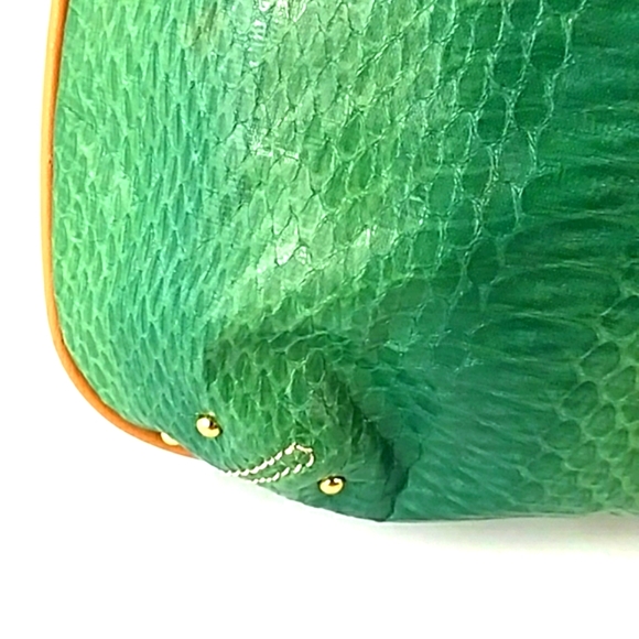 NINE WEST SOFT MUTED GREEN PYTHON SATCHEL BAG MEDIUM - Picture 4 of 10